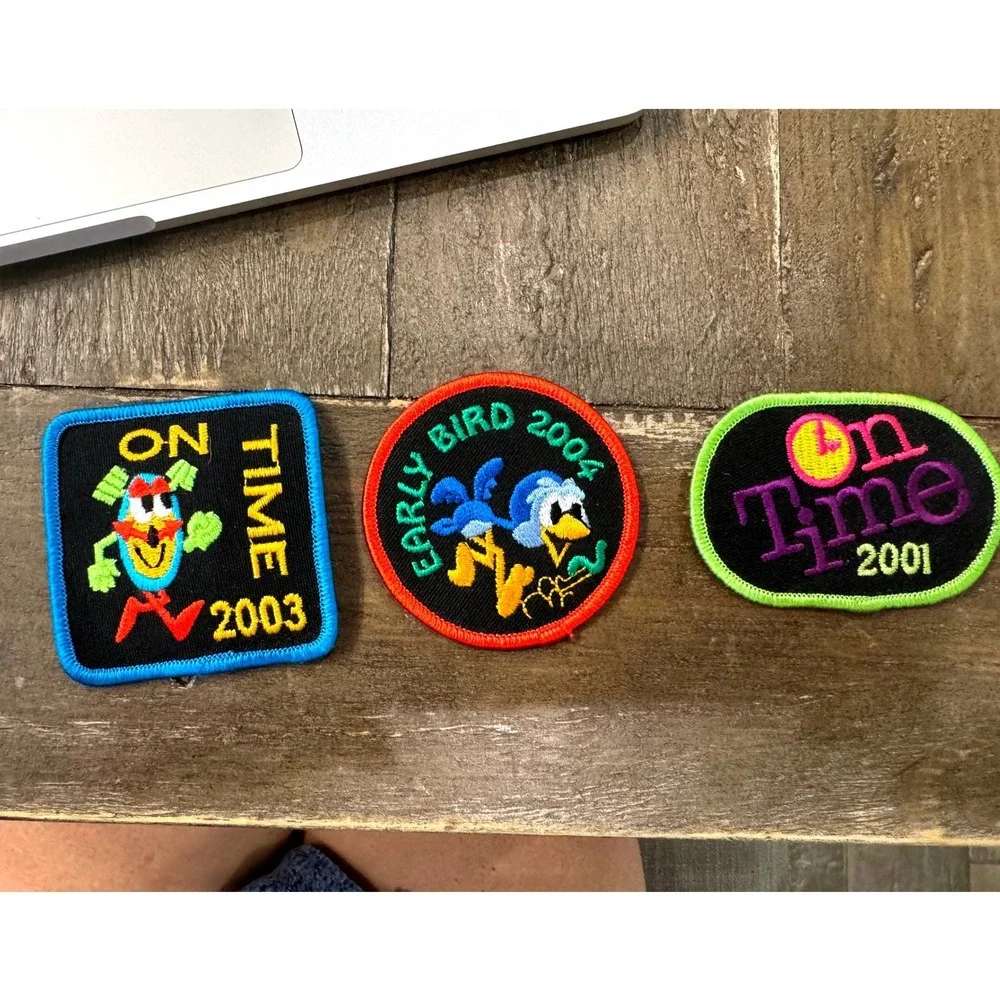 Vintage Vintage Girl Scout Time Theme Fun Patch Lot On Time Early Bird 2001-2003